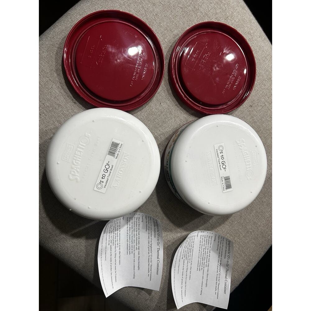 2 Spaghetti O’s 1999 Franco AmericanInsulated Travel Bowls With Screw Down Lids - Picture 5 of 5